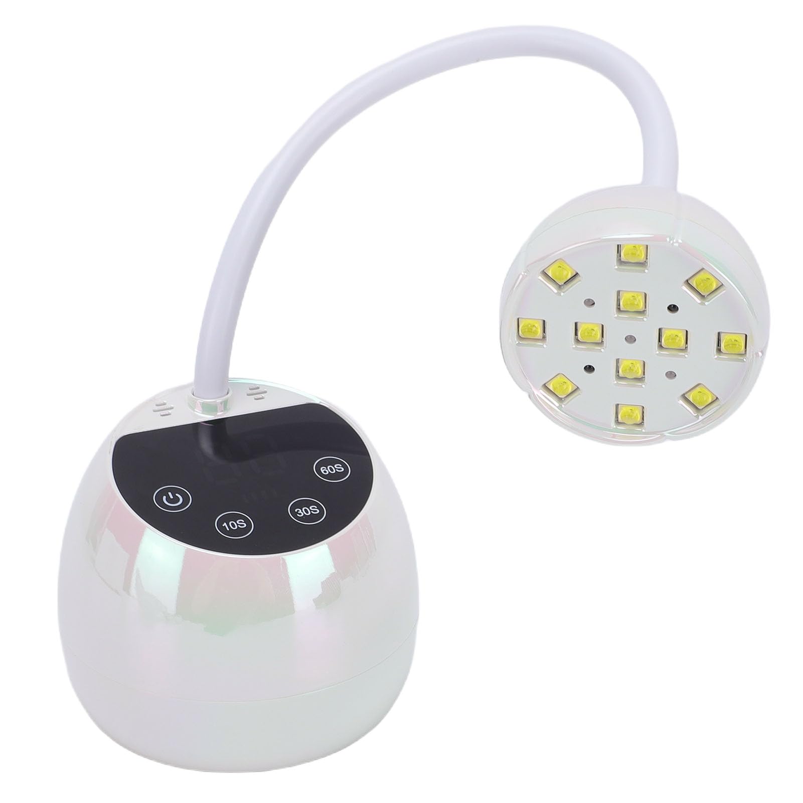 Lámpara LED Inalámbrica con Cuello de Cisne, Secador de Uñas de Secado Rápido para Manicura de Esmalte en Gel, Perfecta Tanto para Principiantes como para Profesionales (Galvanizado blanco