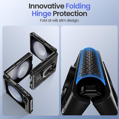 Image of VEGO for Z Flip 5 Case, Samsung Flip 5 Case with Rotate Ring Stand,Black