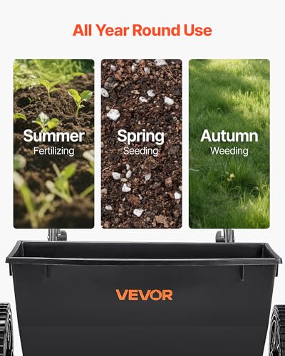 image for VEVOR Broadcast Spreader, 50LBS Capacity, Walk-Behind Push Spreader, 1