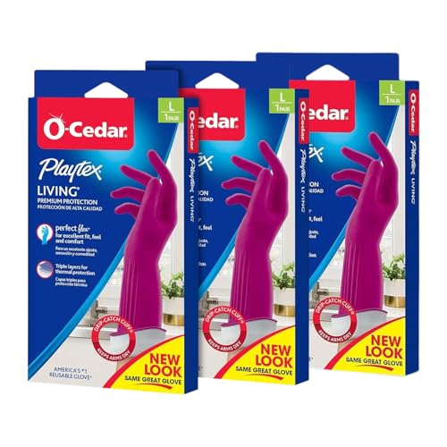 PLAYTEX Living Reusable Rubber Cleaning Gloves – Durable Household Gloves, Large, (Pack of 3)