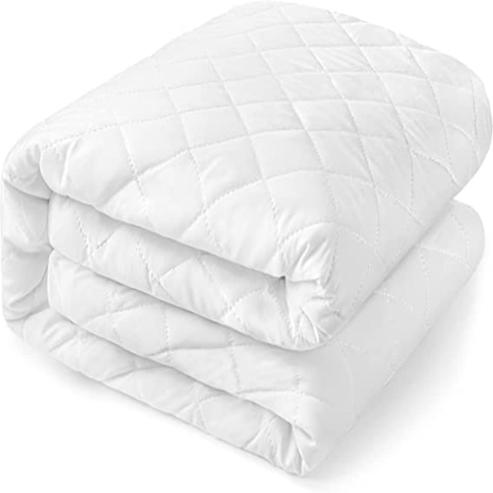 A ATH Collection Poly-Cotton Quilted Mattress Protector Cotton Fabric Pad Fitted Mattress Topper Stretchable Mattress Cover 30 CM Deep (Double)