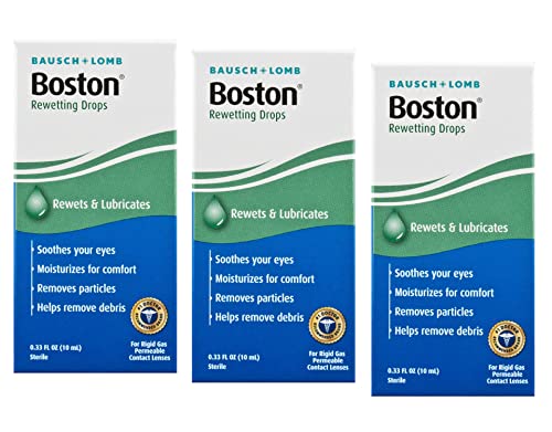 Bausch+Lomb Rewetting Drops for Rigid Gas Permeable Contact Lenses, 1/3-Ounce Bottles (Pack of 3)