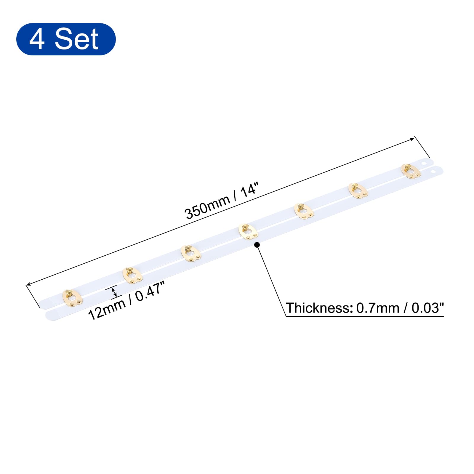 QUARKZMAN 4 Set Bustino Busk, 14 Pollici Supporto Disossamento in Acciaio Bianco con Pulsanti Dorate Molla in Acciaio Bustino Corsetto Ossa per Cucire Corsetto Realizzazione Abito Sposa