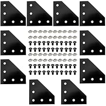 10 PCS 2020 Corner Bracket Plates, L Shape Joint Plate, Aluminum Extrusion Connector Bracket with Nuts, Hex Socket Screws, 5 Hole Outside Joining Plate for 2020 Series Aluminum Profile, Black