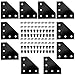 MUKLEI 10 PCS 2020 Corner Bracket Plates, L Shape Joint Plate, Aluminum Extrusion Connector Bracket with Nuts, Hex Socket Screws, 5 Hole Outside Joining Plate for 2020 Series Aluminum Profile, Black