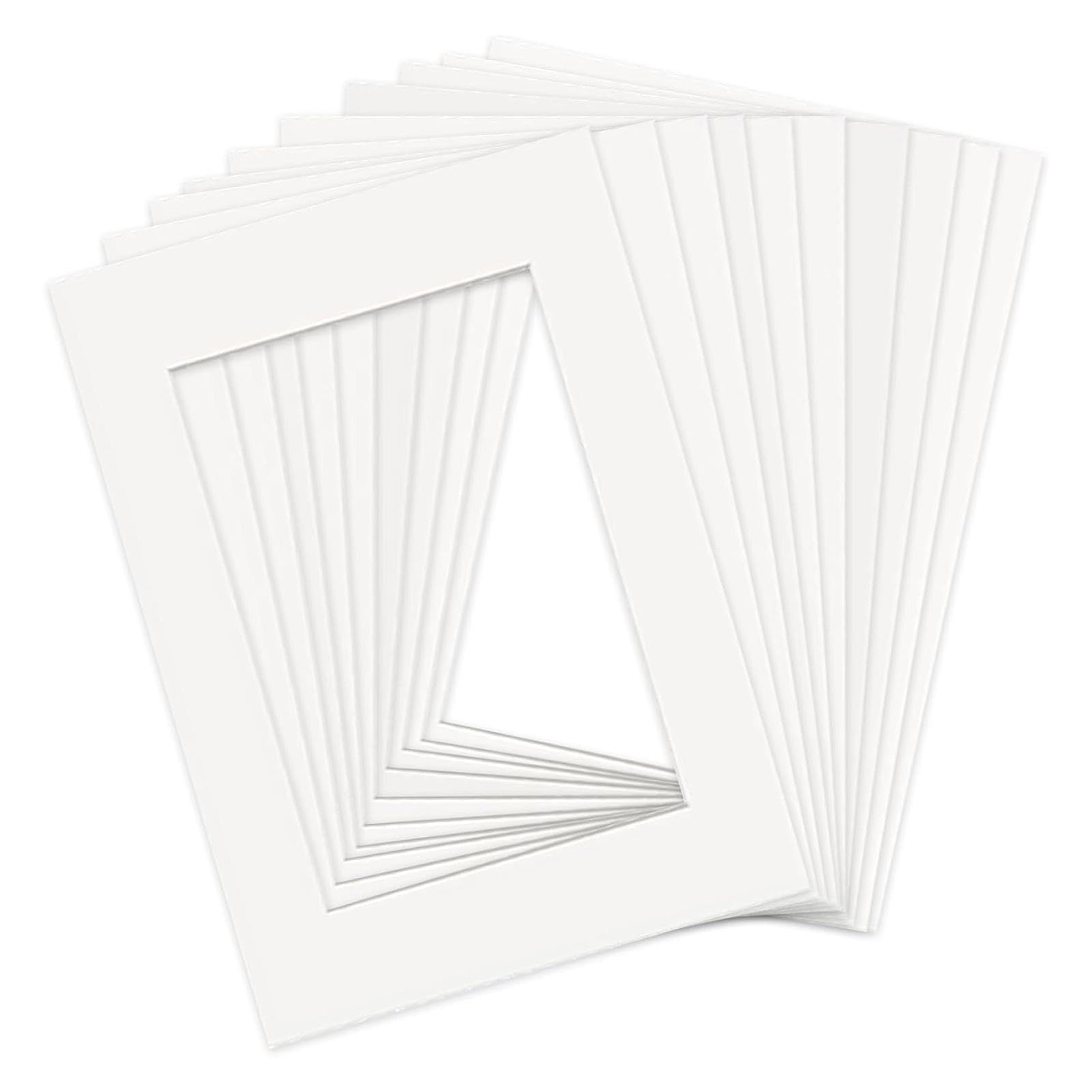 Picture Mounts, 10PCS A4 Photo Mounts, White Picture Frame Display for 6x8 Inch Images for Paintings Photo Artwork