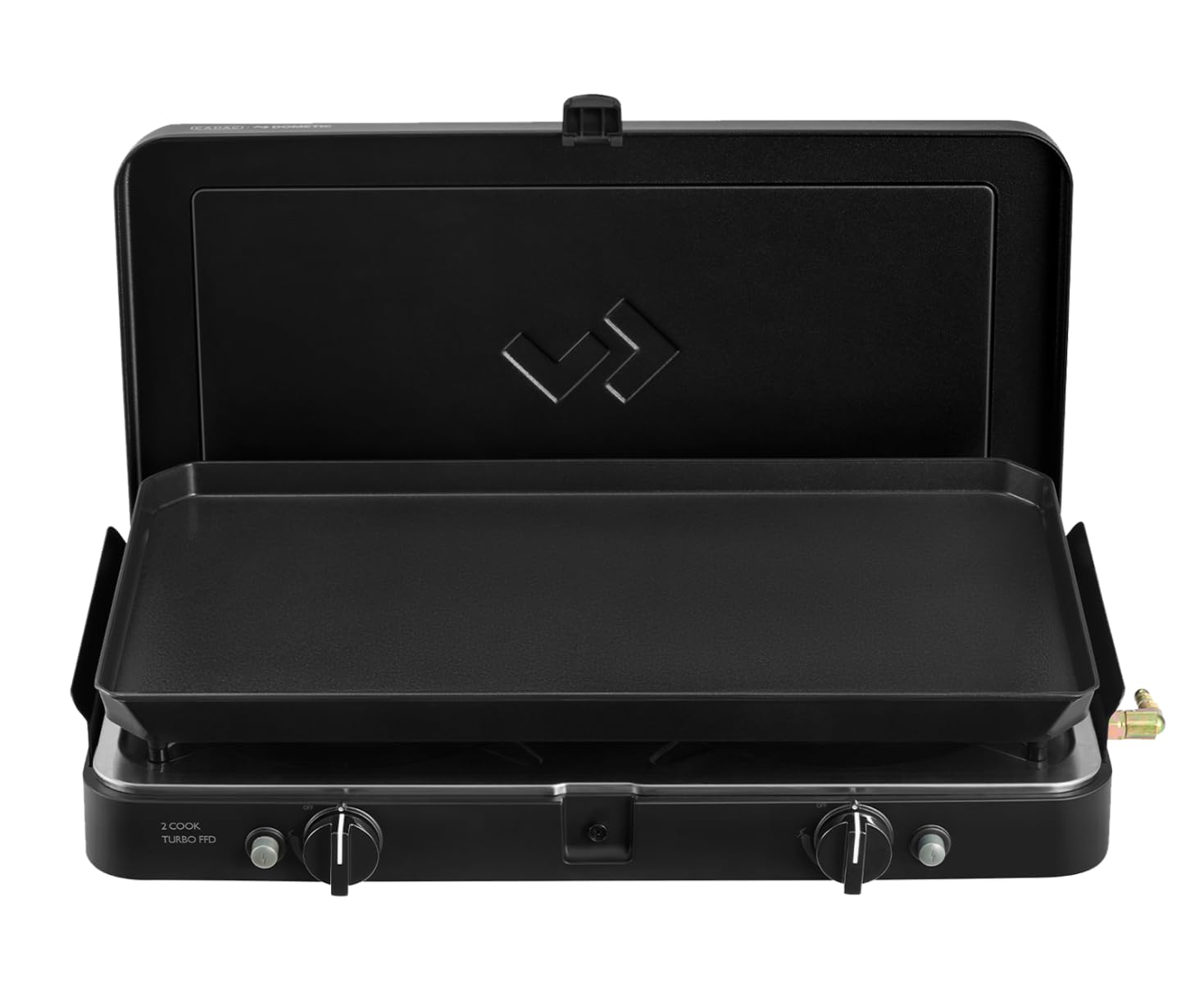 CADAC 2 Cook Turbo FFD - Hornillo de Camping con Flame Failure Device | Plancha - 30 mbar - 2 Quemadores Turbo, Encendido Automático & Cortavientos - Para Interior y Exterior