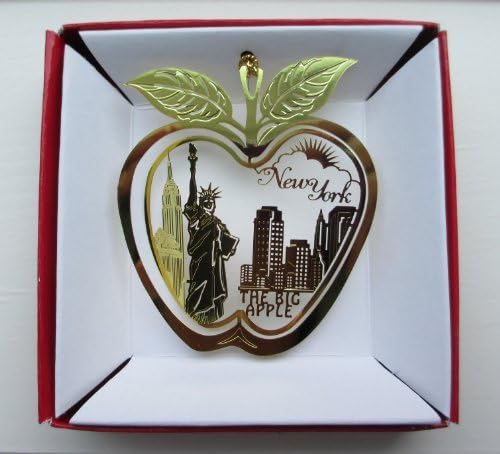New York City Big Apple Brass Christmas ORNAMENT Statue of Liberty Empire State Building Souvenir Gift by Nations Treasures
