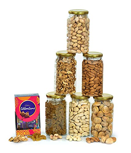 Image of NUTRI MIRACLE Diwali Assorted Dry Fruits Gift Basket | Gift Pack for Friends and Guests