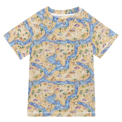 Girls Bathing Suit Short Sleeve Kids Swimsuits for Girls 7T Boho Game Map