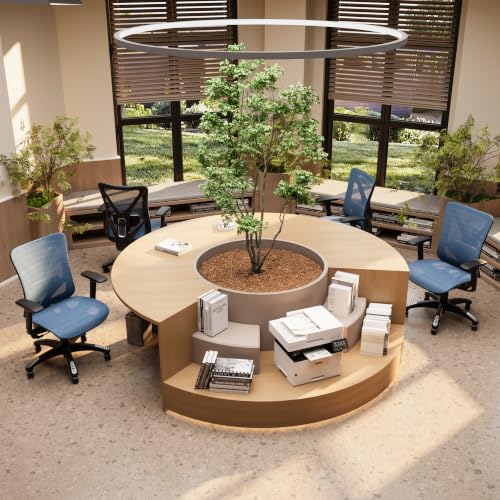 Image of Ergonomic Office Chair, Mesh Computer Desk Chairs with BIFMA X5.1 Certified, Adjustable Lumbar Support, 3D Arm, Tilt Back, Wide Seat, Comfy Swivel Work Task Chair for Company and Home (Azure Blue)
