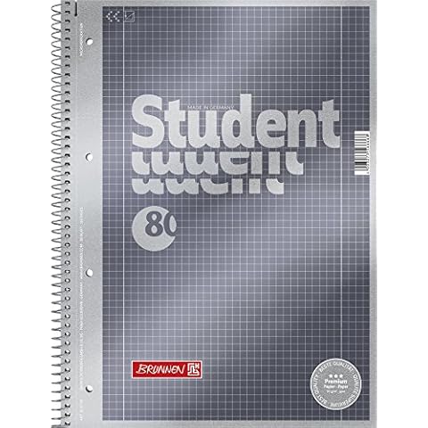 Brunnen 1067128 Notebook/Notepad Student Premium Set Treated Cover with Metallic Effect A4 Squared Ruled 26 cm 90 g/m² 80 Pages Cover