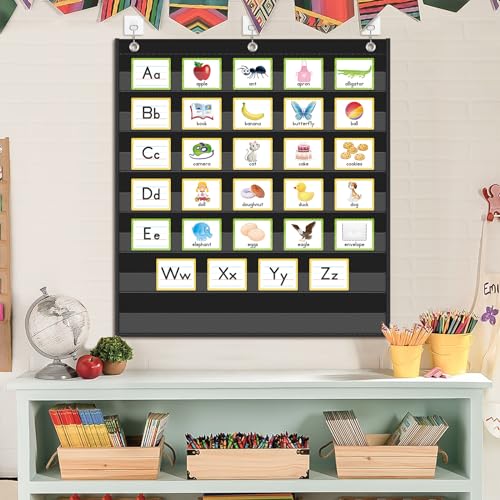 Eamay E-STANDARD 701 Pocket Charts, Black Pocket Chart For Classroom,Teacher Supplies thumb #1