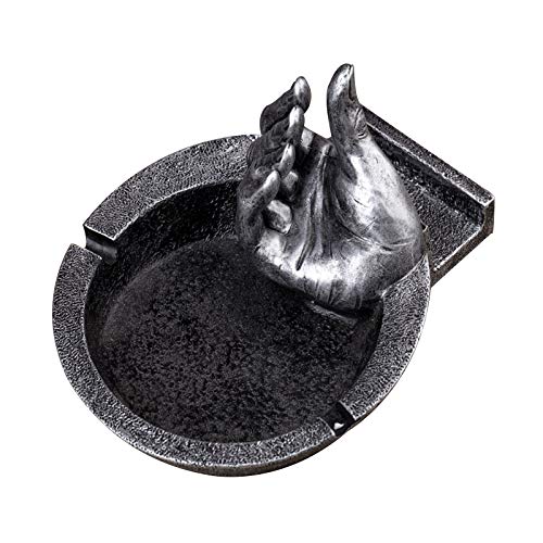 Tauzveok Artisanat Créatif De Résine Cendrier Personnalité Cendrier Cru Zigarettes, Anti-Dérapant Cigarette/Téléphones Carte Conception Accessoires Décoratifs Fumeurs,Argent Cover