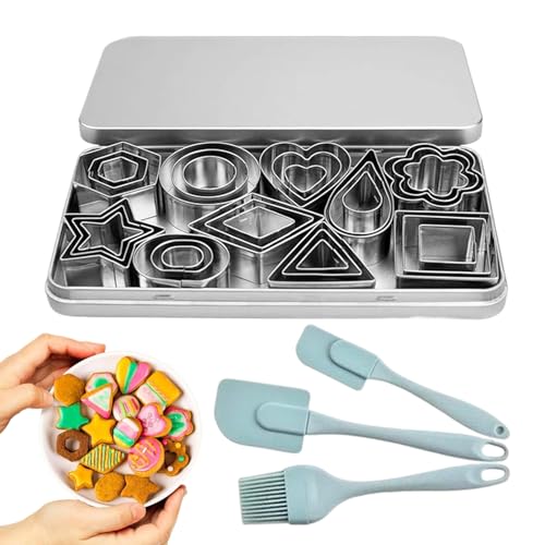 Juego de cortadores de galletas – Juego de 30 moldes para hornear, moldes para cortar, de pastelería, corteza de pastel y frutas, moldes de postre de acero inoxidable para panadería, aperitivos y