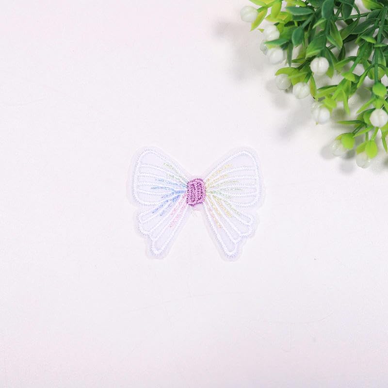 Parches de Bordado 30 Parches de Ganchillo pequeños Mariposa 4,7 x cm, Bordados for Planchar, Apliques Chinos for Ropa, for Coser en Vaqueros y Chaquetas(White)