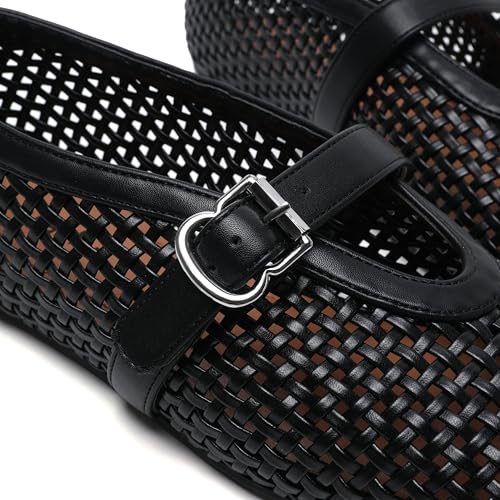 Image of vivianly Mesh Ballet Flats Shoes for Women Flats Comfortable Dressy Round Toe Mesh Flats Fishnet Mary Jane Flats for Events Party Leisure