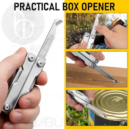 Image of BIBURY Mini Multitool Pliers BI2051A, Mini Pocket Pliers with Window Breaker, Seat Belt Cutter, Bottle Opener for Outdoor Survival, EDC Multi Tool with Pocket Clip, Gifts for Men Women