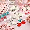 Whaline 24 Sets Cherry Party Favors Cards with Wood Painting Crafts Bulk Blank Wooden Cherry Centerpieces Crafts Kit for Birthday Baby Shower #3
