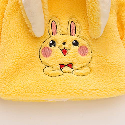 Kids Girls Fleece Hooded Jacket Long Sleeve Thick Fluff Button Bunny Ear Coat Winter Windproof Top with Pocket4