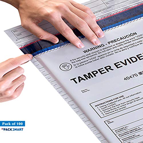 USPACKSMART Deposit Bags with Security Tape Tamper Evident 100-Pack Opaque Plastic for Bank Deposits and Cash Handling 12\"x16\" (Ref 813-00) - Thumbnail 5