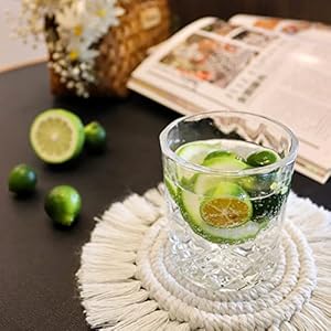 Boho Coasters Set of 2, Cute Drink Coasters Absorbent for Desk, Farmhouse Handmade Woven Macrame Coaster for Mugs Cups - Home Decor Housewarming Gift, Round Beige Boho Coasters Set of 2 Cute Drink Coasters Absorbent for Desk Farmhouse Handmade Woven Macrame Coaster for Mugs Cups Home Decor Housewarming Gift Round Beige