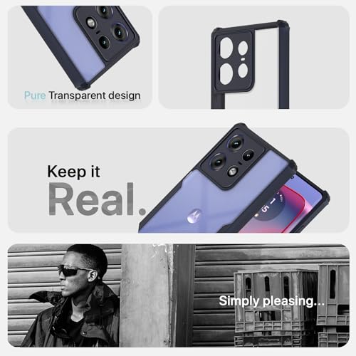 Image of Pikkme Moto Edge 50 Pro 5G Back Cover | Crystal Clear Transparent Back | Ultra Hyrbid | Full Camera Protection | Raised Edge | Bumper Back Case (Blue)