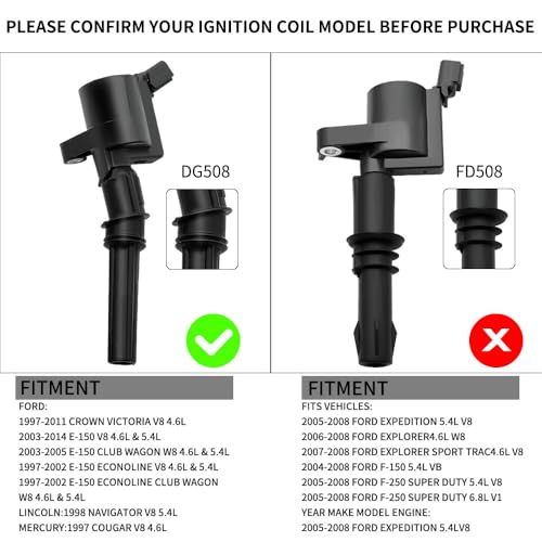 Image of 8Pcs DG508 Ignition Coil Pack & SP479 Spark Plugs Compatible with Ford Explorer 4.6L, F-150 F250 F350 F450 F550 4.2L 5.4 6.0 6.2 6.8L 7.3L, Coil Pack Kit for Lincoln Mercury #DG481 DG491 FD503 DG457