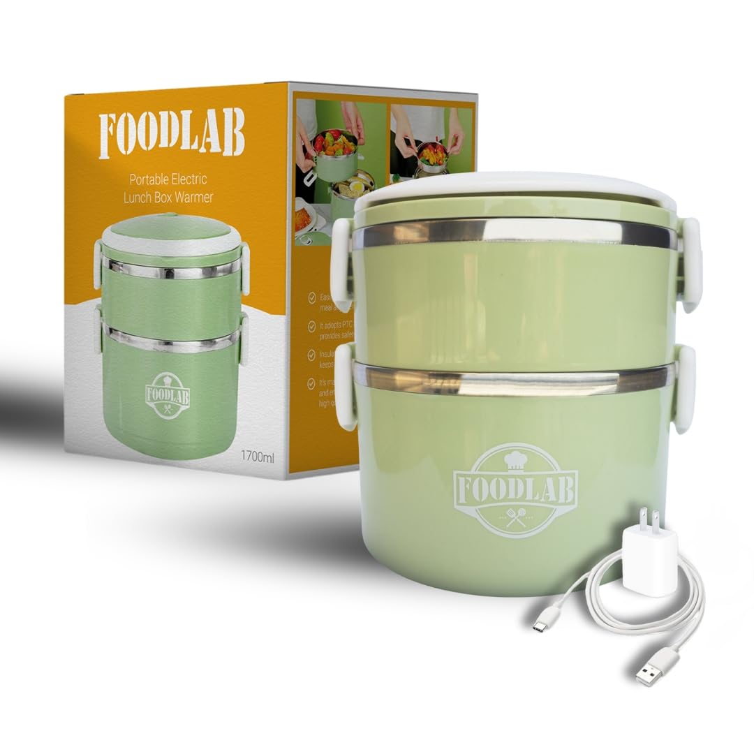 Electric Lunch Box for Men, Women & Adults - Heated Lunch Box For Men - Travel Food Warmer - Spacious Electric LunchBox Of 2.0L - Portable Food Warmer For Car Type-C to USB input slow heater.