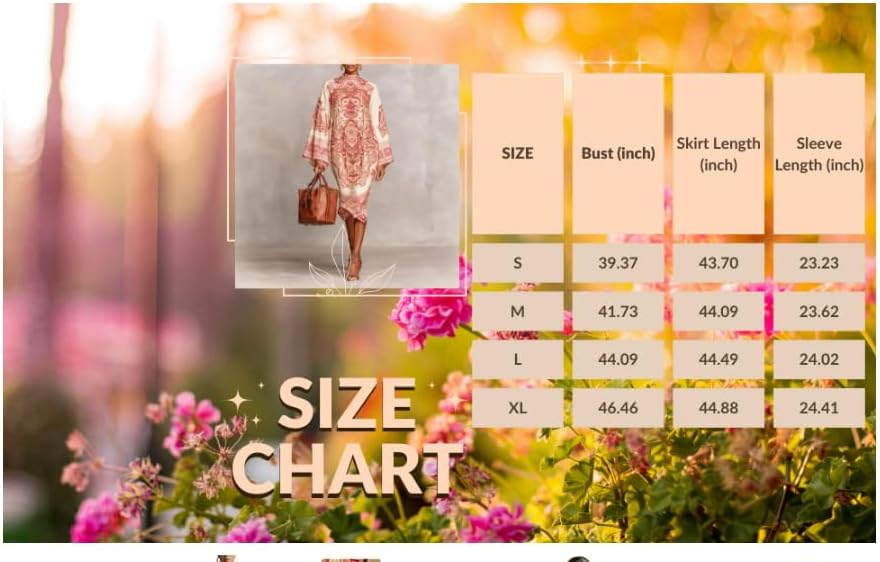 Women's Boho Midi Dress with Long Sleeves, Flowy Bell Sleeve Casual Summer Dress, Vintage Printed Loose Fit Dress - Image 3