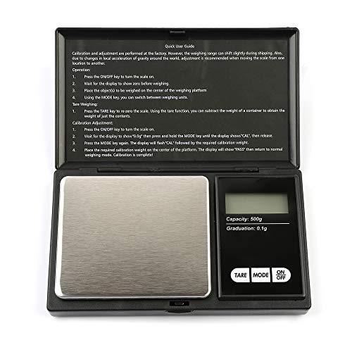 Gram Scale Electronic Digital Pocket Scale,500g by 0.1g,Digital Grams Scale, Food Scale, Jewelry Scale Black, Kitchen Scale 500g Min LCD