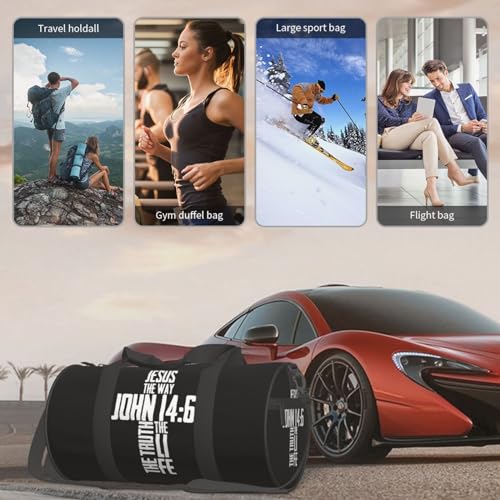 ARESU Christian Bible Verse Jesus The Way John 14-6 Duffel Bag Gym Bag Sports Bags Foldable Travel Bag Multipurpose Backpack, Black3