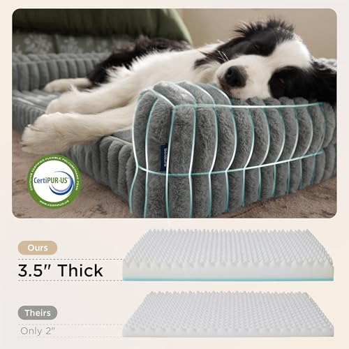 Bedsure Orthopedic Dog Beds Large Sized Dog, Waterproof Memory Foam Pet Bed with Sides, Non-Slip Bottom and Egg-Crate Foam Large Pet Couch Sofa with Washable Removable Corduroy Cover, Grey - Image 4