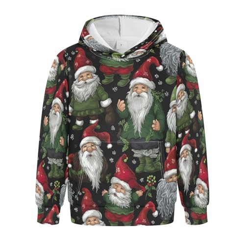 Kids Hoodies Sweaters Christmas Xmas Gnome Dwarfs Hooded Sweatshirts with Big Pockets for Boys Girls B0400455