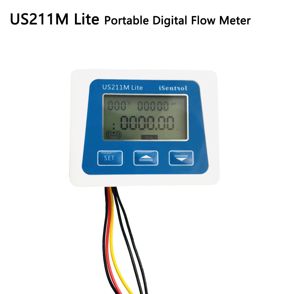 Genérico Flujo Digital Mete OF201 1-10L / min Combustible 5V Lector de Flujo Sensor de Flujo de Agua de Efecto Hall con Sensor de Temperatura
