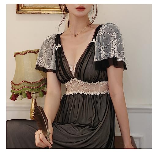 Womens' Vintage Nightgown Lace Sleepwear Victorian Nightdress Princess Pajamas Bridal Lounger Nightwear4