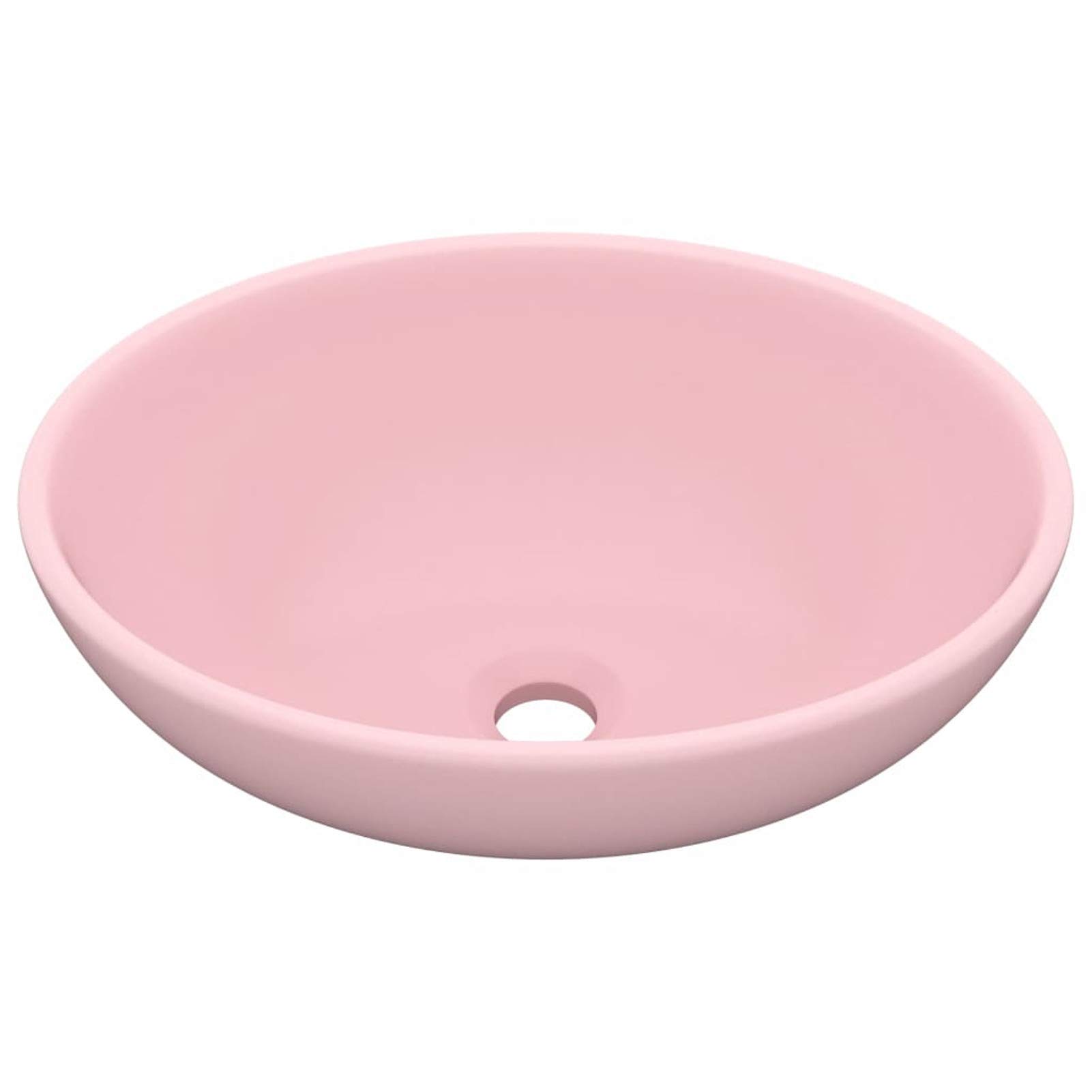 Lavabo de Lujo Ovalado cerámica Rosa Mate 40x33 cm Lavabo Suspendido