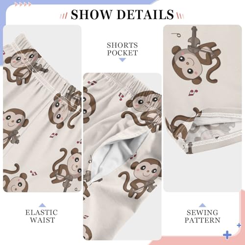 ZZXXB Monkey Violin Boys Long Pants Soft Trousers Elastic Waist Kids Lounge Bottoms with Pockets S-XL4