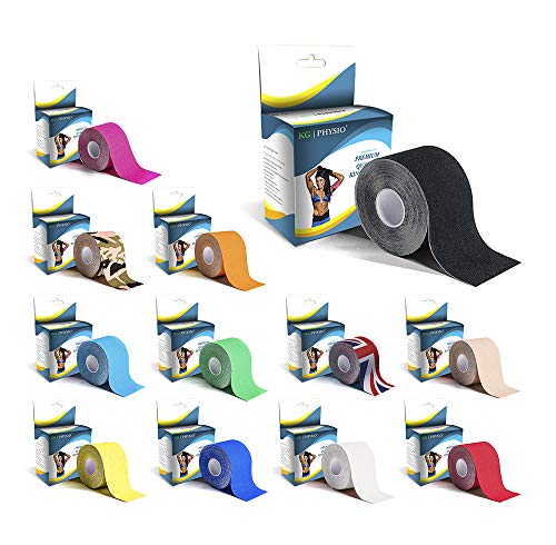KG Physio Kinesiologie tape 5cm x 5m Rolle ungeschnittenes Physio tape - Bei den Bildern handelt es sich um exakte Produktfotos für eine genaue Farbdarstellung (Schwarz)