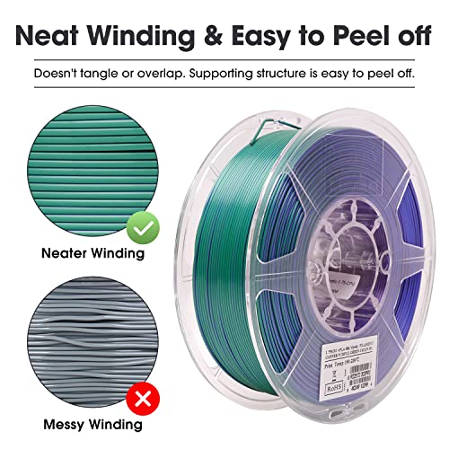Image of eSUN Silk Mystic PLA Filament 1.75mm, Shiny Silk Three Color Co Extrusion 3D Printer Filament, 1KG (2.2 LBS) Spool 3D Printing Color Change Filament for 3D Printers,Bronze Purple Green