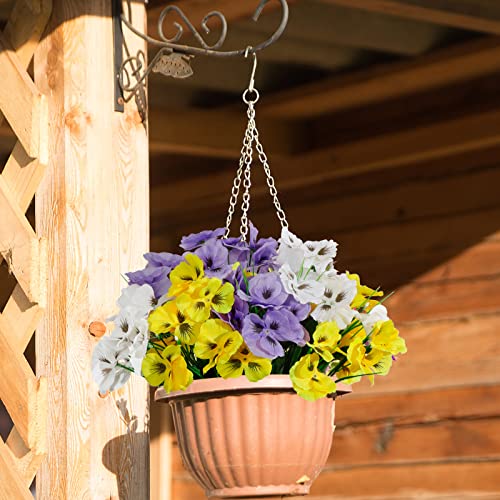 Weldomcor 9 Bundles Artificial Flowers Outdoor UV Resistant Fake Pansy Flowers Summer Decoration Floral DIY Tables Party Home Greenery Shrubs Plants Porch Garden Decor - Image 4