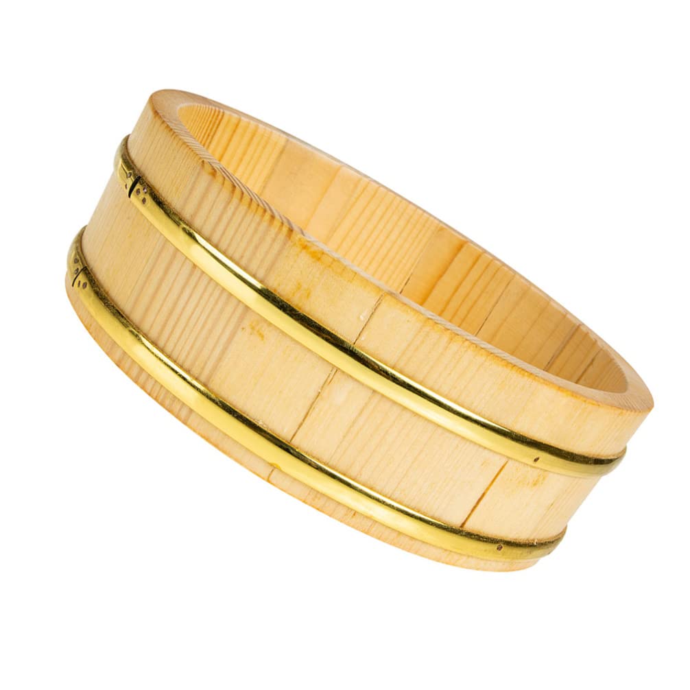 BESTonZON Sushi Rice Bowl Wooden Rice Bucket Sushi Rice Bowl Food Container with Lid Hangiri Sushi Oke Rice Mixing Tub Cooking Steamer for Restaurant Home Kitchen Wooden Bucket