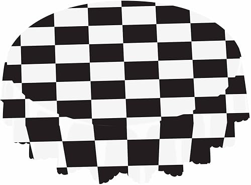 IBILIU Mantel redondo a cuadros en blanco y negro, mantel circular de tablero de ajedrez blanco y negro para picnic, fiesta, comedor, decoración del