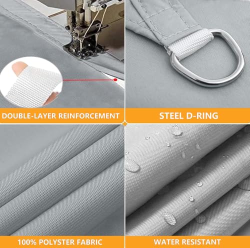 Voile d'ombrage gris triangulaire imperméable Teon Rope de 6,1x6,1x8,7m - 5