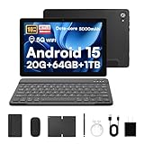 Laptok Tablet, Android 15 Tablet 10 Pollici Con Tastiera, 20GB+64GB+1TB, Octa-Core, Face ID, Tablet PC Con WIFI 5G, Bluetooth 5.4, Widevine L1, 5MP+8MP, 1280 * 800 HD, 5000mAh,2 Anni Garanzia(Nero)
