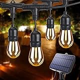 Solar String Lights Outdoor, 51Ft Solar Powered Patio Lights with 16 Plastic Hanging S14 Edison Vint