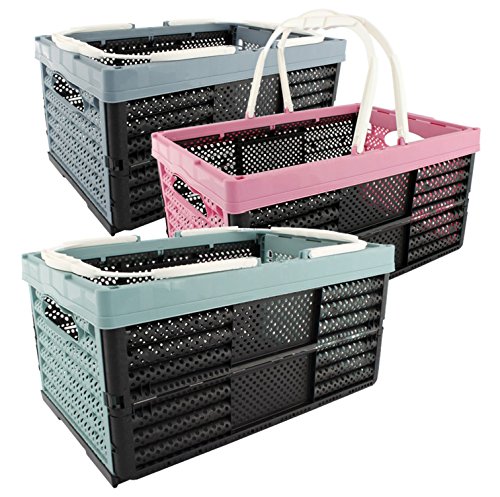 Klappbox Einkaufskorb Korb mit Henkel 16 Liter 3-farbig sortiert 3 Stück Set Cover