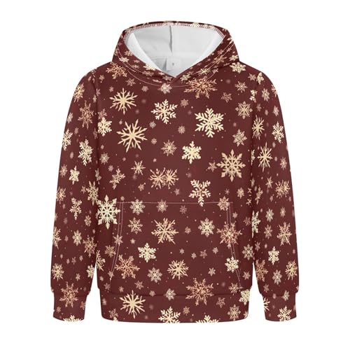 Christmas Xmas Snowflake Boys Girls Hoodies for Kids Pullover Sweatshirts with Pocket for 4 Years-10 Years B0400095