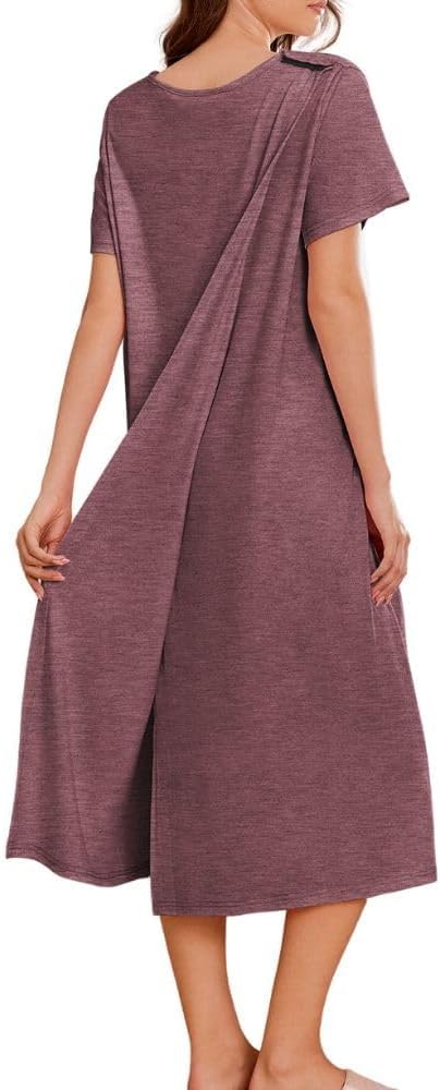 Ling Robes d'Hôpital pour Femmes - Robe de Chirurgie d'Épaule - Vêtements Adaptatifs - Robes de Nuit pour Personnes Âgées - Grande Taille