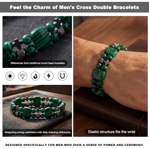 Pulsera Cruz para Hombre con Piedras Naturales miniatura 3